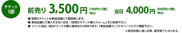 3,500円(前売り) 4,000円(当日)
